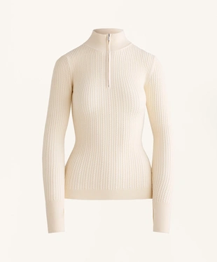 CABLE KNIT BASE LAYER T-SHIRT WITH HALF ZIP- Заказать в России