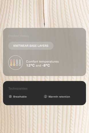 CABLE KNIT BASE LAYER T-SHIRT WITH HALF ZIP- Заказать в России