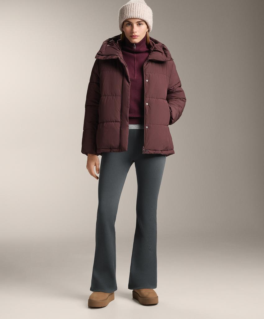 Утепленные брюки с высокой посадкой из ребристого материала, длиной 70 см, с широкими штанинами