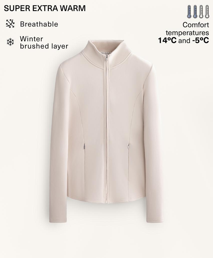 Длинный сверхтеплый бесшовный технический пуховик, цвет бледно-норковый