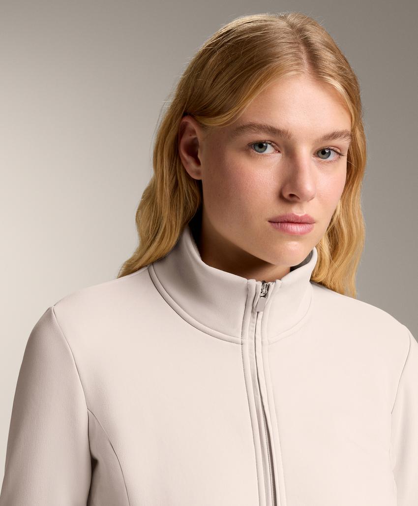 Длинный сверхтеплый бесшовный технический пуховик, цвет бледно-норковый