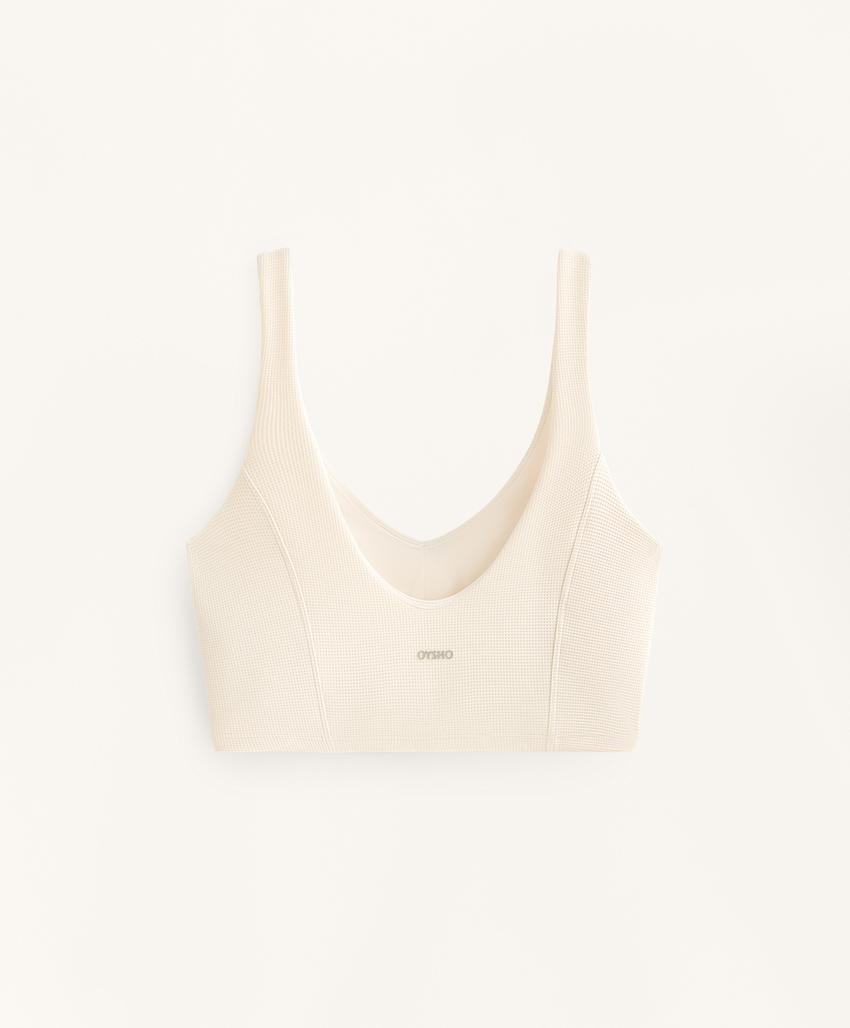 Топ в стиле вафельного переплетения с v-образным вырезом