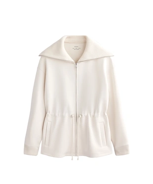 LONG BRUSHED MODAL JACKET WITH ADJUSTABLE WAIST AND TRICOT COLLAR- Заказать в России