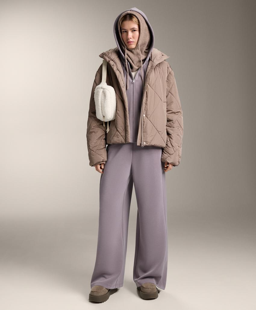 Куртка с капюшоном и деталями из меланжа из модала