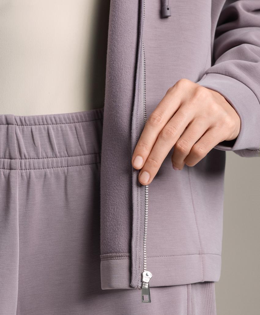 Куртка с капюшоном и деталями из меланжа из модала