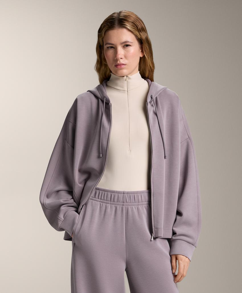 Куртка с капюшоном и деталями из меланжа из модала