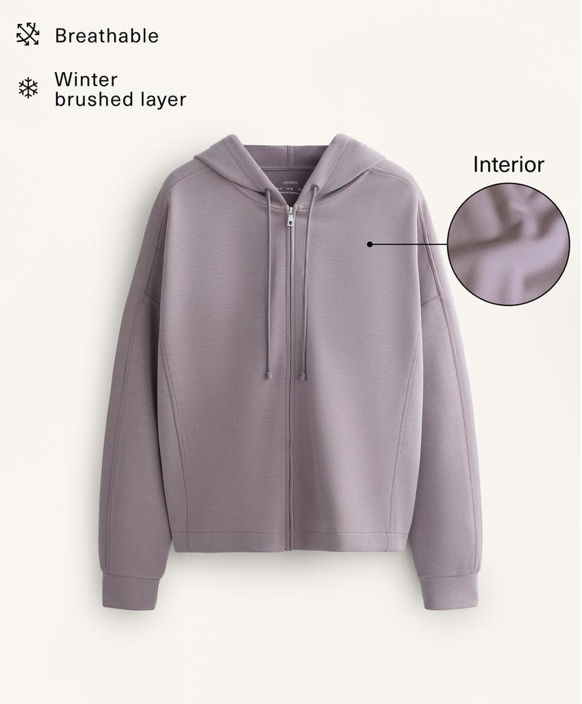 Куртка с капюшоном и деталями из меланжа из модала