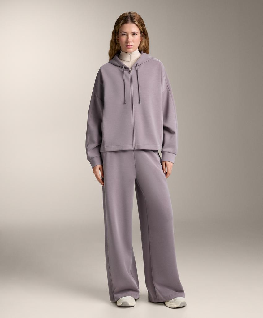 Куртка с капюшоном и деталями из меланжа из модала