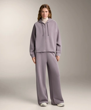 HOODED JACKET WITH RIB DETAILS AND BRUSHED MODAL- Заказать в России