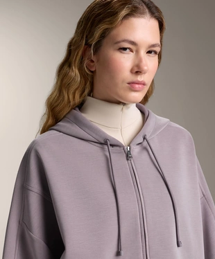 HOODED JACKET WITH RIB DETAILS AND BRUSHED MODAL- Заказать в России