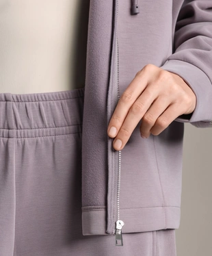 HOODED JACKET WITH RIB DETAILS AND BRUSHED MODAL- Заказать в России