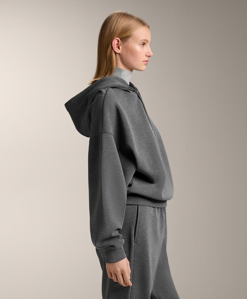 Худи прямого кроя с капюшоном из меланжа из модала