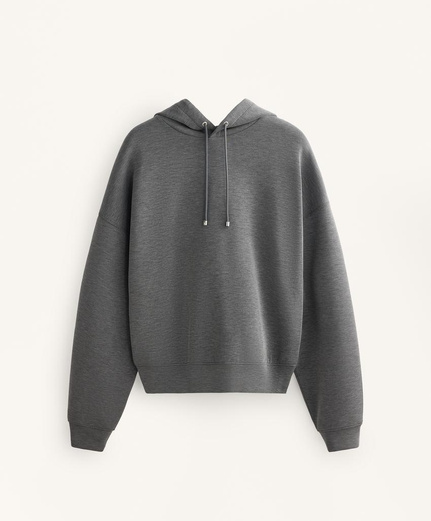 Худи прямого кроя с капюшоном из меланжа из модала