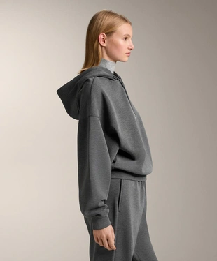 Худи прямого кроя с капюшоном из меланжа из модала- Заказать в России