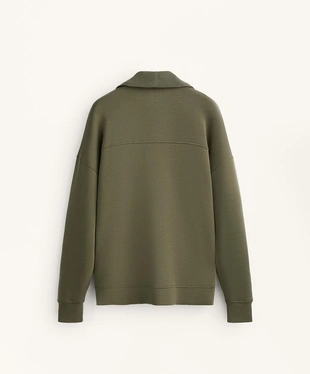 Толстовка с молнией на половину и деталями из модала и ребер- Заказать в России