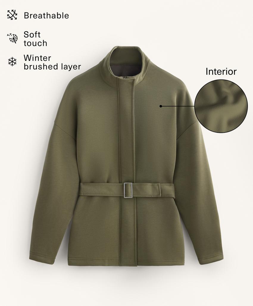 Длинная пальто на поясе из мягкого модала