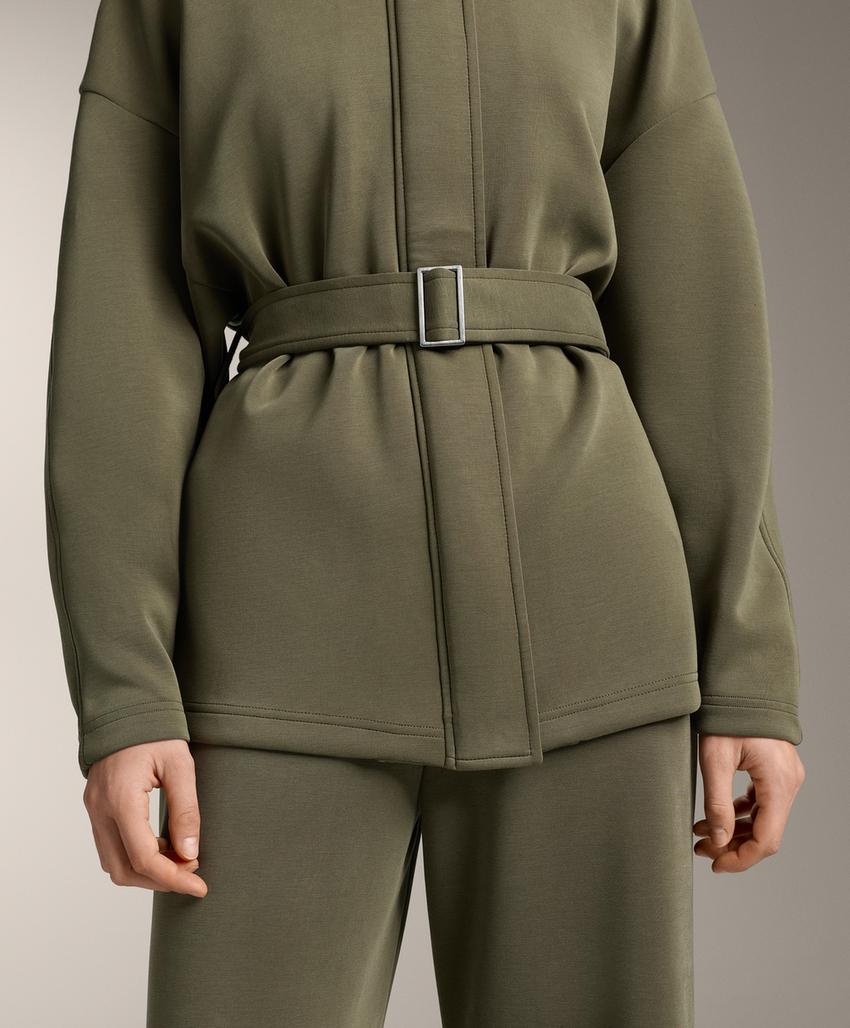 Длинная пальто на поясе из мягкого модала