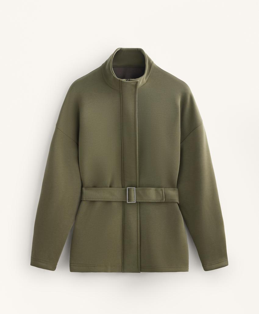 Длинная пальто на поясе из мягкого модала