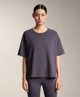 BOXY SHORT-SLEEVE COTTON BLEND T-SHIRT- Заказать в России