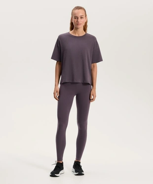 Футболка с короткими рукавами из хлопкового смесового материала с прямым кроем- Заказать в России