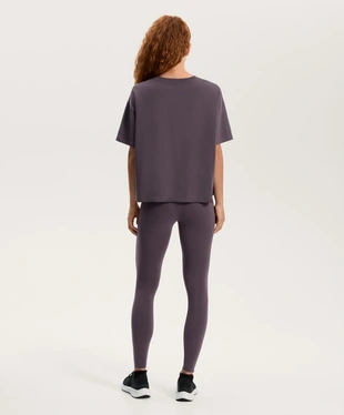 Футболка с короткими рукавами из хлопкового смесового материала с прямым кроем- Заказать в России