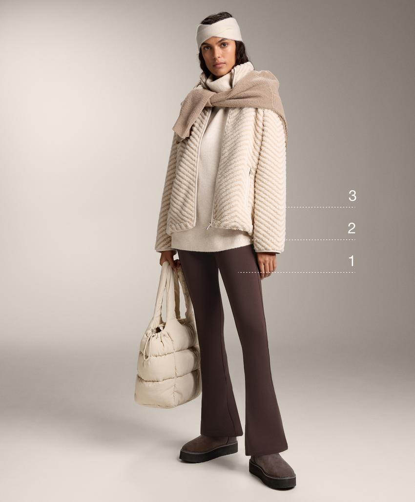 Фланелистые брюки с высокой посадкой и карманами