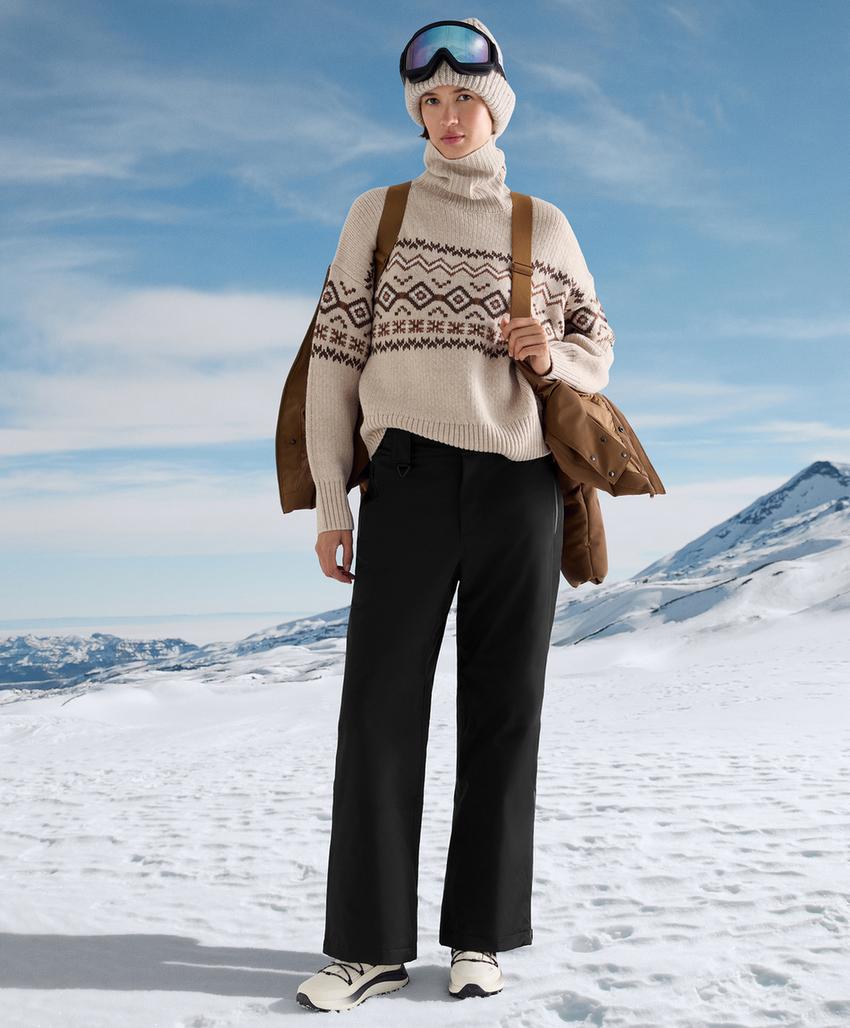 Джемпер с высоким воротником из жаккардового вязаного полотна из 10% шерсти