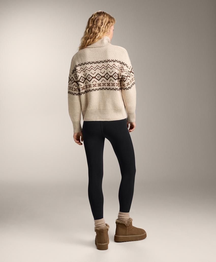 Джемпер с высоким воротником из жаккардового вязаного полотна из 10% шерсти