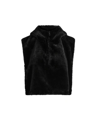 FAUX FUR GILET WITH HOOD- Заказать в России