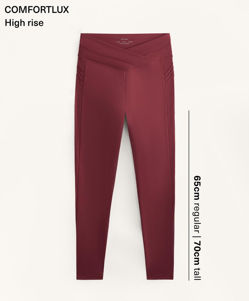 Леггинсы длиной до щиколотки comfortlux с поясом v-силуэта и ребристыми деталями l33473226