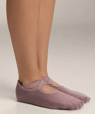 2 PAIRS OF PADDED COTTON BLEND YOGA AND PILATES SOCKS WITH CROSSOVER STRAPS- Заказать в России