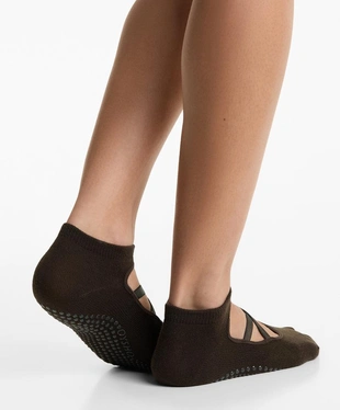 2 PAIRS OF COTTON-BLEND YOGA AND PILATES SOCKS WITH CROSSED STRAPS- Заказать в России