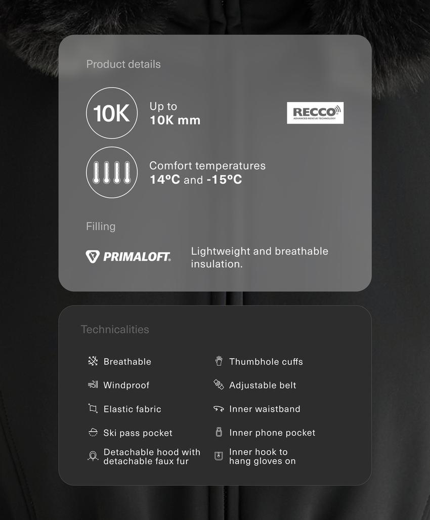 Супер-узкая куртка primaloft® ski с водоотталкивающей отделкой