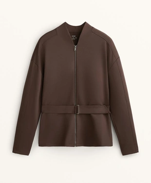 NEOPRENE-EFFECT JACKET WITH BELT- Заказать в России