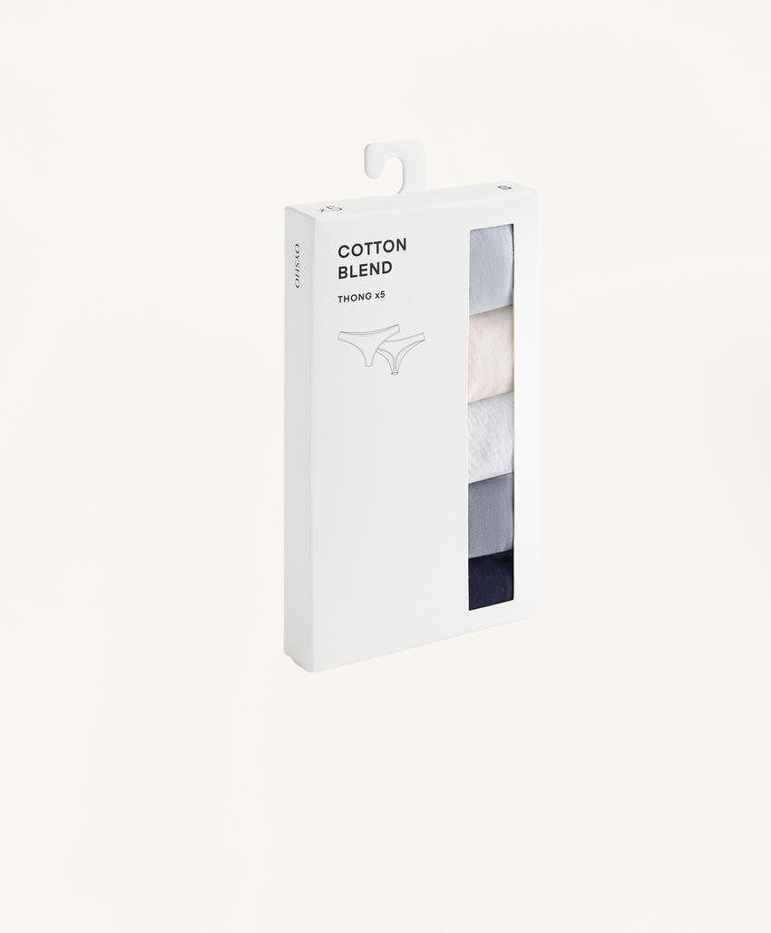 5 трусиков-стрингов из хлопкового микса в упаковке