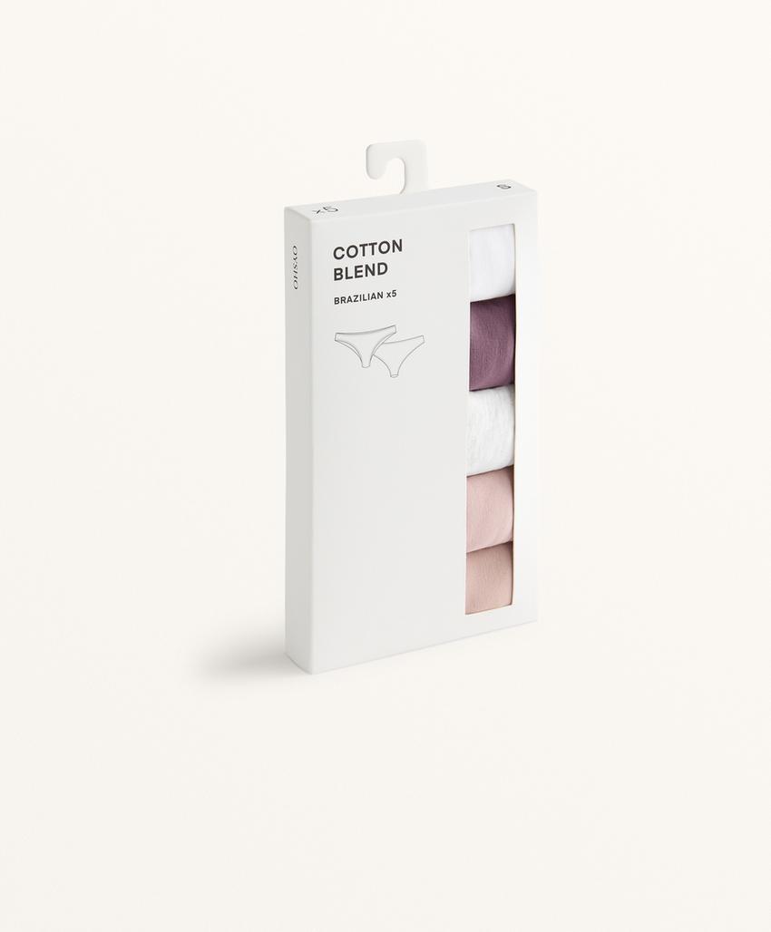 5 бразильских трусиков из хлопкового микса