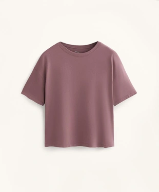BOXY SHORT-SLEEVE COTTON BLEND T-SHIRT- Заказать в России