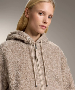 FAUX-SHEARLING HOODED JACKET- Заказать в России