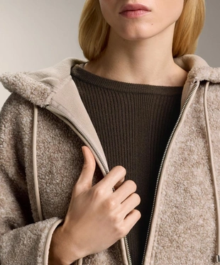 FAUX-SHEARLING HOODED JACKET- Заказать в России