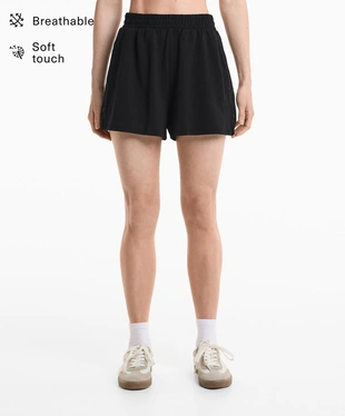 SHORTS WITH SIDE BUTTONS AND SOFT-TOUCH MODAL- Заказать в России