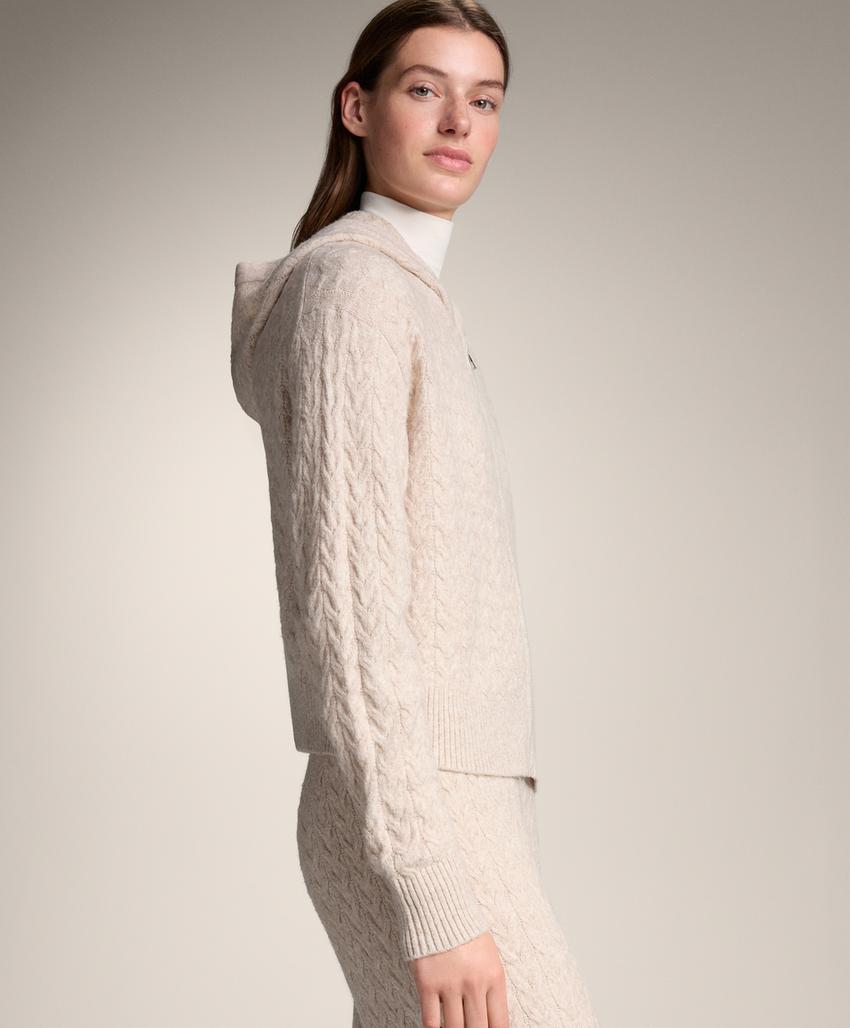 Куртка-джемпер с капюшоном и кабельным узором