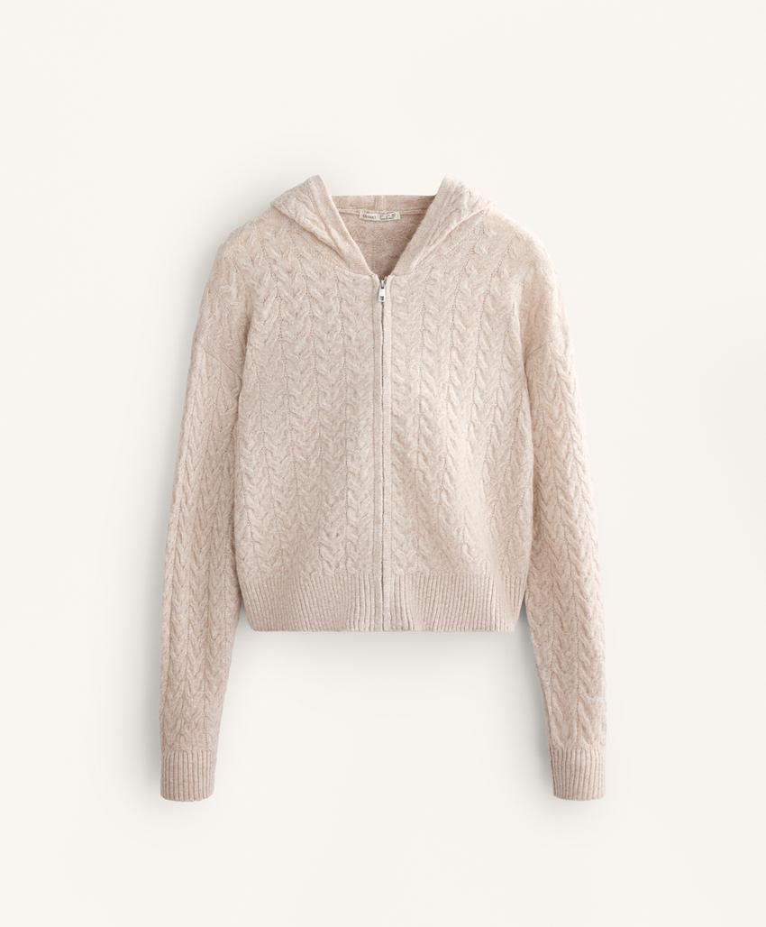 Куртка-джемпер с капюшоном и кабельным узором