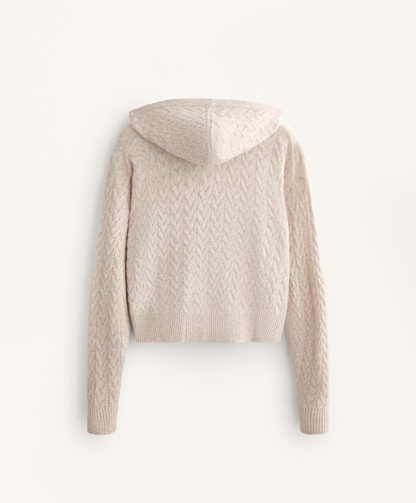 Куртка-джемпер с капюшоном и кабельным узором