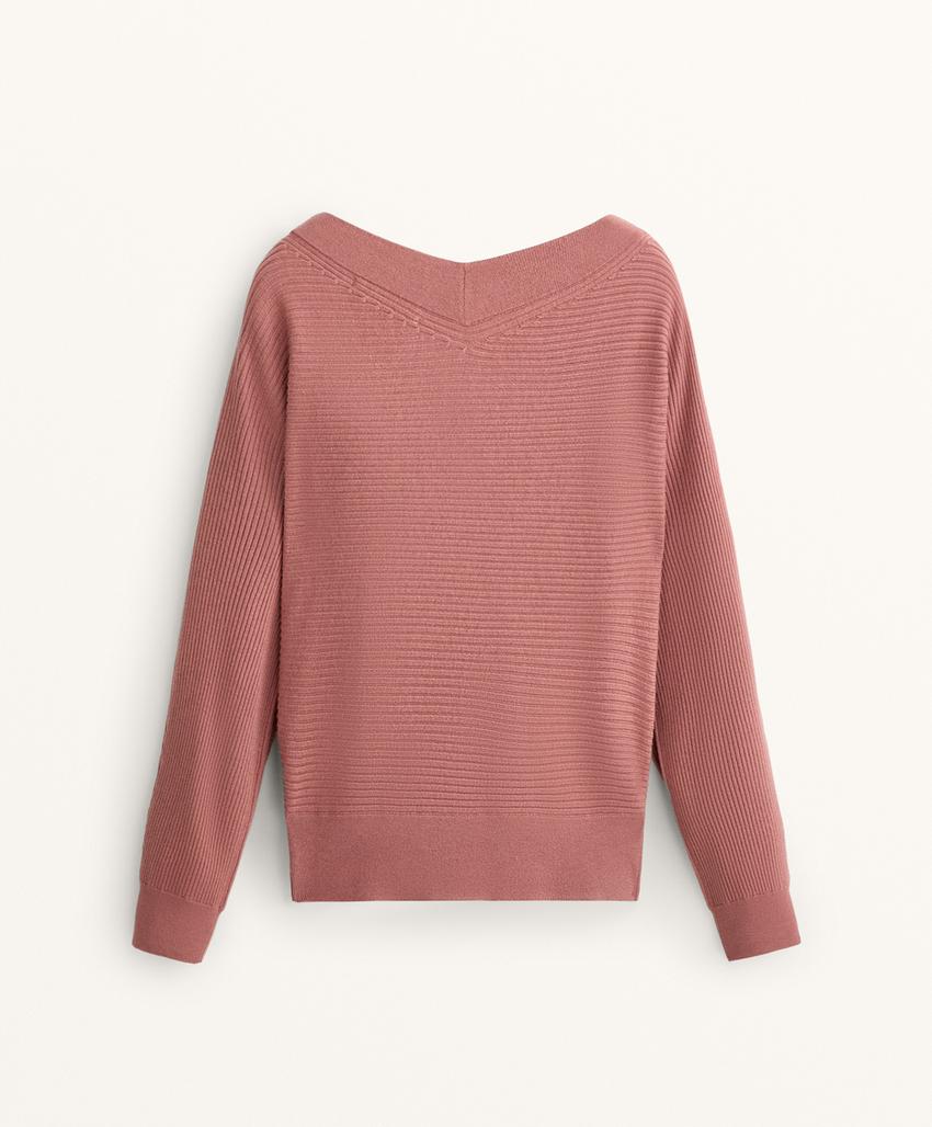 Джемпер из перекрещивающегося ребристого вязаного полотна