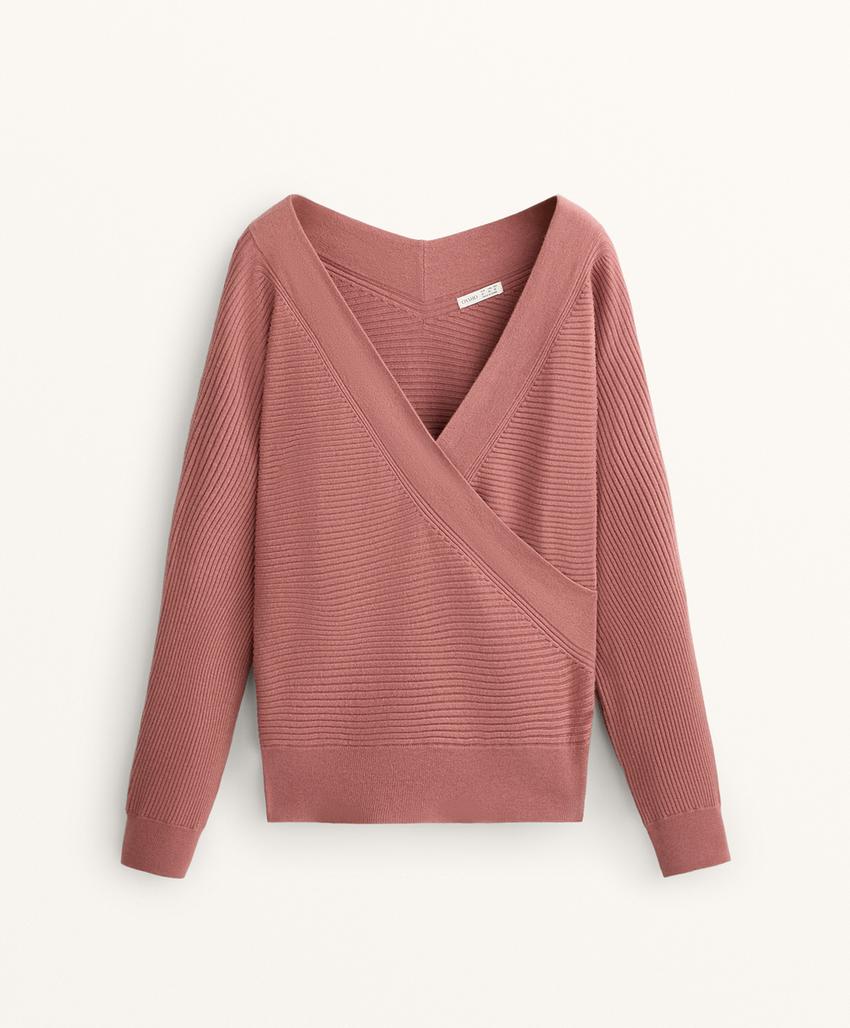 Джемпер из перекрещивающегося ребристого вязаного полотна