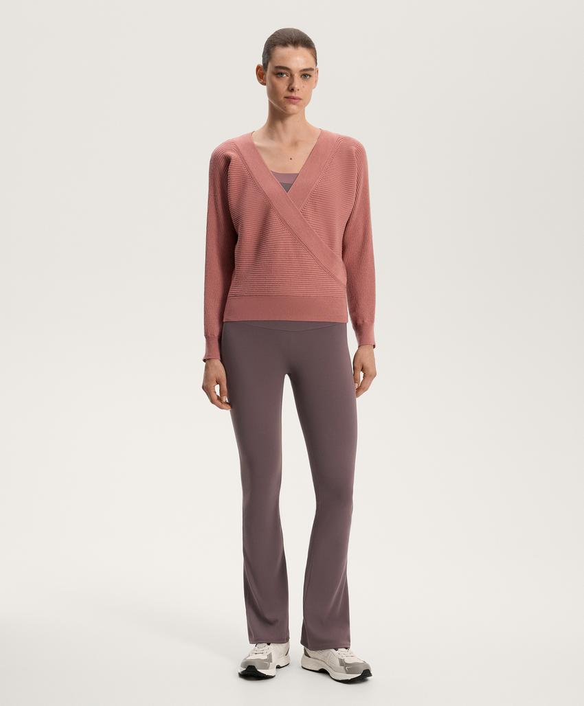 Джемпер из перекрещивающегося ребристого вязаного полотна