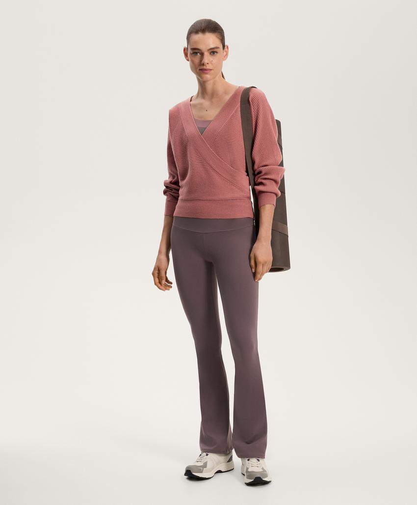 Джемпер из перекрещивающегося ребристого вязаного полотна