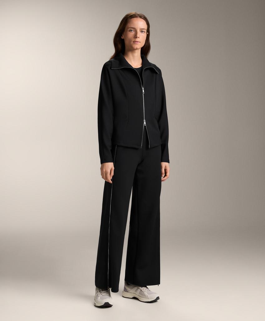 Брюки с высокой посадкой полноразмерные с эффектом неопрена и молнией