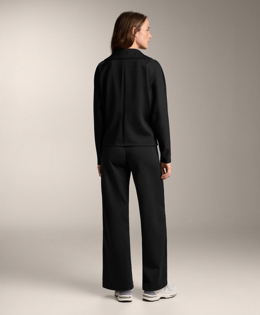 Брюки с высокой посадкой полноразмерные с эффектом неопрена и молнией