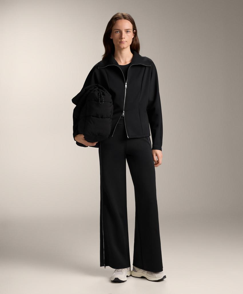 Брюки с высокой посадкой полноразмерные с эффектом неопрена и молнией